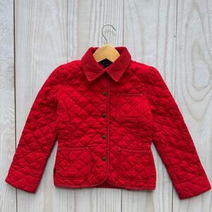 Ralph Lauren Girls Size S (7) Quilted Barn Jacket Corduroy Collar Red